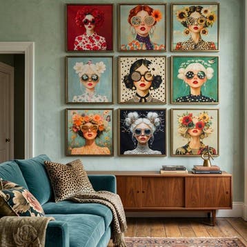 AA189 - Artistiek Paneel 9 Portretten – Stijl Fashion & Pop