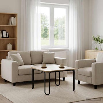 vidaXL Salontafel Artisanaal eiken 100 x 100 x 45 cm Bewerkt, Verzenden, Nieuw