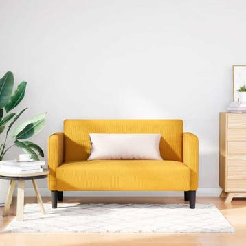 vidaXL Loveseat bank / zetel 109 cm corduroy stof lichtgeel, Verzenden, Nieuw