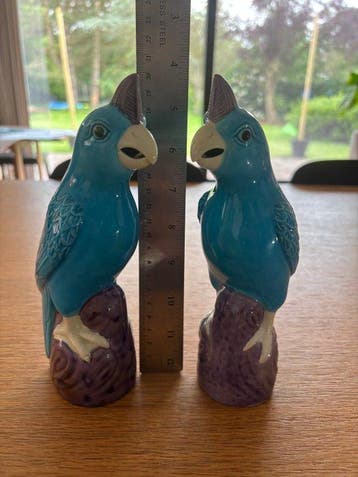 Pair of vintage Chinese translucent porcelain parrots - 20, Antiek en Kunst