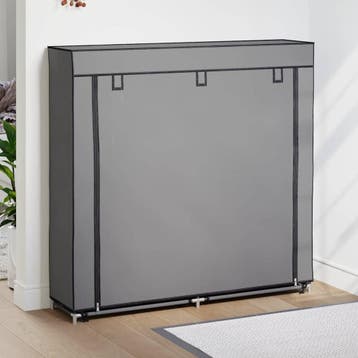 vidaXL Schoenenkast met hoes 115x28x110 cm stof grijs, Verzenden