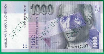 Slowakije. - 1000 korun 1993 - specimen - Pick 24as (Zonder, Postzegels en Munten