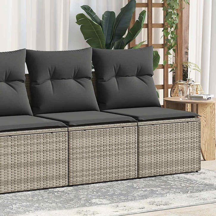 vidaXL 2-delige Loungeset met kussens poly rattan acacia, Jardin & Terrasse, Ensembles de jardin, Envoi