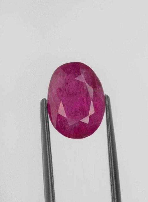 1 pcs Rood Robijn - 6.09 ct - Gem research Swiss Lab (GRS) -, Handtassen en Accessoires, Edelstenen