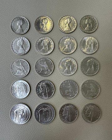 Italië. 20 monete argento da Lire 500 e Lire 1000 Roma