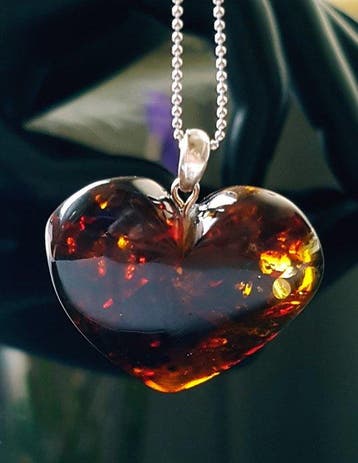Natuurlijke Baltisch amber hartvormige hanger - Barnsteen