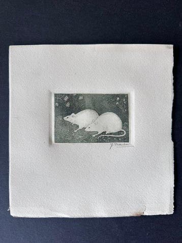 Jan Mankes (1889-1920) - Twee muizen in het gras