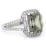 Statement ring - 14 karaat Witgoud - 3.70ct. tw. Groen