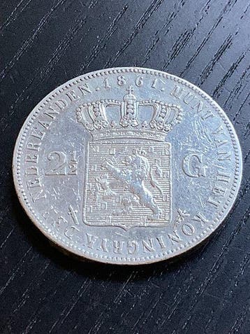 Nederland. Willem III. 2 1/2 Gulden 1861 (Zonder