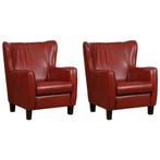 Set van 2 Leren fauteuils Hug - Granada Rouge (rood) -, Maison & Meubles, Fauteuils, Ophalen of Verzenden