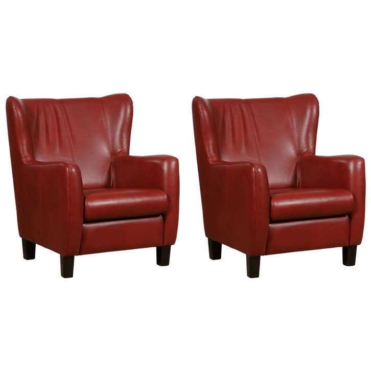 Set van 2 Leren fauteuils Hug - Granada Rouge (rood) -, Maison & Meubles, Fauteuils, Enlèvement ou Envoi