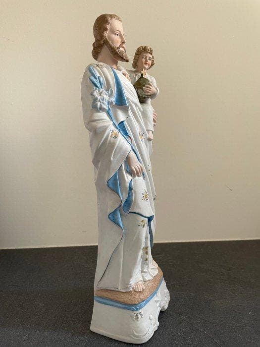 Goebel - Beeld, Sint-Jozef met Jezus - 36 cm - Biscuit, Antiek en Kunst, Curiosa en Brocante