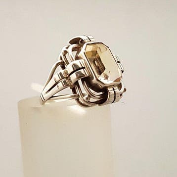 Argent, Art déco, citrine (Testé) - Bague