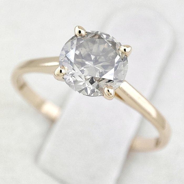 Zonder minimumprijs - Ring - 14 karaat Geel goud - 1.07ct., Handtassen en Accessoires, Ringen