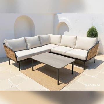 Luxe Loungeset aluminium met weersbestendige kussens 220x..., Tuin en Terras, Ophalen of Verzenden, Nieuw