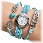 Fako - Armband Horloge - Multi Uiltjes Sister - Lichtblauw, Verzenden, Nieuw