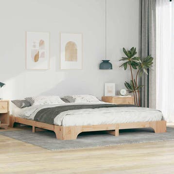 vidaXL Bedframe Bruin 200 x 210 cm Massief grenenhout, Verzenden, Nieuw