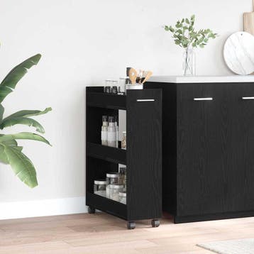 vidaXL Kast met wiel Zwart Eiken 60 x 22 x 79 cm, Verzenden