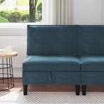 vidaXL Sofa met opslag Blauw Fluweel, Verzenden, Nieuw