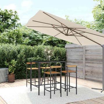 vidaXL 5-delige Tuinbarset poly rattan en massief acaciahout, Tuin en Terras, Verzenden, Nieuw