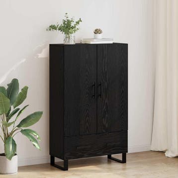 vidaXL Highboard Zwart Eiken Bewerkt hout, Maison & Meubles, Armoires | Dressoirs, Verzenden
