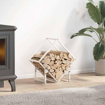 vidaXL Brandhoutrek 50x25x50 cm koudgewalst staal wit, Verzenden