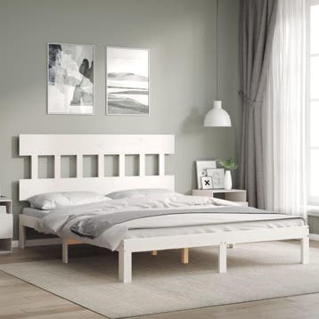vidaXL Bedframe zonder matras massief grenenhout wit 160x200, Verzenden