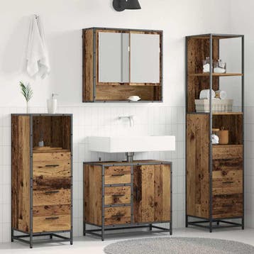 vidaXL Badkamermeubel Set 4 st Oud Hout 65 x 33 x 60 cm, Maison & Meubles, Verzenden
