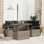 vidaXL Tuin Eettafel Set met kussen 5 pcs Grijs en Bruin, Verzenden, Nieuw