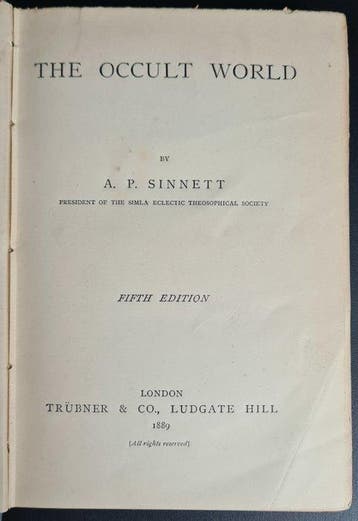 Alfred Percy Sinnett - The Occult World - 1889