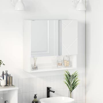 vidaXL Spiegelkast Hoogglans wit 59 x 17 x 55 cm Bewerkt, Verzenden, Nieuw