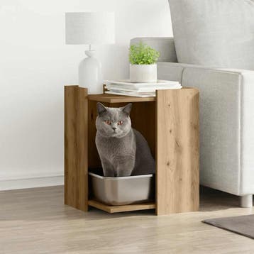 vidaXL Kattenbakkast 42x42x51 cm bewerkt hout artisanaal, Verzenden