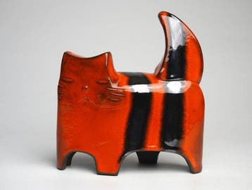 Urszula Despet - sculptuur, Orange Cat - 17 cm - Keramiek -