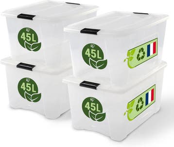 Opbergbox set 4x 45L | Retour deal | Snel weg = slim besp..., 50 tot 100 cm, Verzenden, Zo goed als nieuw, Minder dan 50 cm