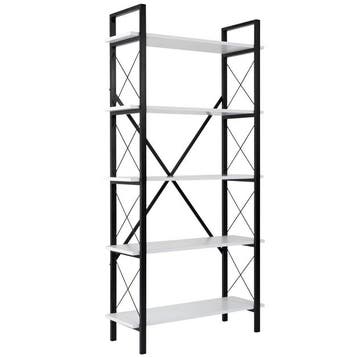 Evila Modern Industrial Bookshelf, 90 X 180 X 34 Cm, White &, Huis en Inrichting, Verzenden, 150 tot 200 cm, Nieuw, Scandinavisch