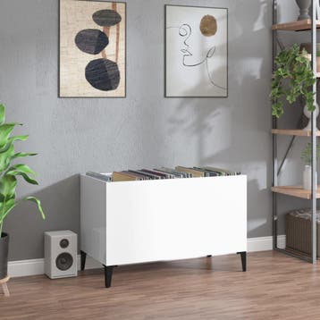 vidaXL Platenkast 74,5x38x48 cm bewerkt hout hoogglans wit, Verzenden, Nieuw