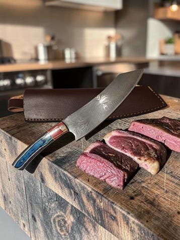 Hypnotics Waves - Keukenmes - Chefs knife - Lederen schede