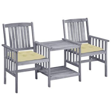vidaXL Tuinstoelen met tafeltje en kussens massief, Tuin en Terras, Tuinsets en Loungesets, Verzenden, Nieuw