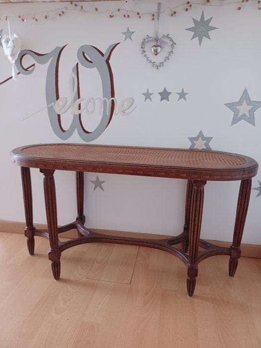 Banc d’entrée - Bois, Rotin - Banc de piano style Louis XVI, Antiek en Kunst, Antiek | Overige Antiek