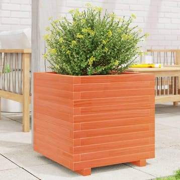 vidaXL Plantenbak 50x50x49,5 cm massief grenenhout wasbruin, Verzenden, Nieuw
