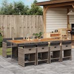 vidaXL 9-delige Tuinset met kussens poly rattan grijs, Verzenden, Tuinset