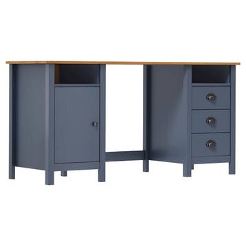vidaXL Bureau Hill 150x50x74 cm massief grenenhout grijs, Verzenden