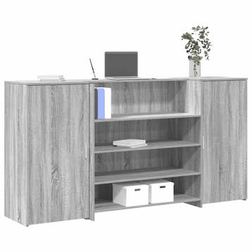 vidaXL Receptiebalie 200x50x103,5 cm bewerkt hout grijs, Verzenden