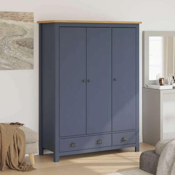 vidaXL Kledingkast Hill 3 deuren 127x50x170 cm grenenhout, Huis en Inrichting, Verzenden, Nieuw