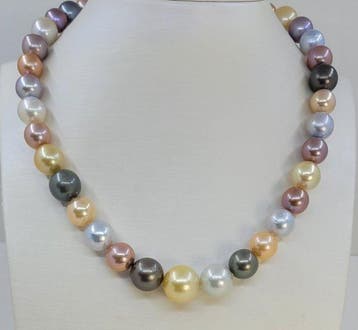 Halsketting 10×15 mm ronde South Sea-, Tahiti- en, Nieuw