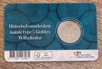 Nederland. 1922 Historische coincard zilveren laatste 1/2
