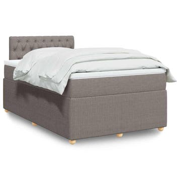 vidaXL Boxspring met matras stof taupe 120x200 cm, Verzenden