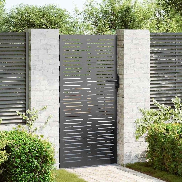 vidaXL Tuinpoort met slot Zwart 85 x 175 cm Poedercoated, Tuin en Terras, Tuinpoorten, Nieuw, Verzenden