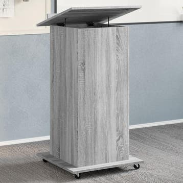 vidaXL Lessenaar met wielen en lade 55x55x107 cm hout grijs, Verzenden