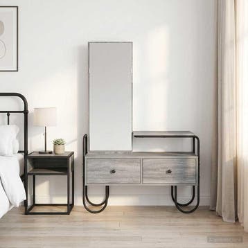 vidaXL Kaptafel met lade met plank Grijs Sonoma Bewerkt hout, Verzenden